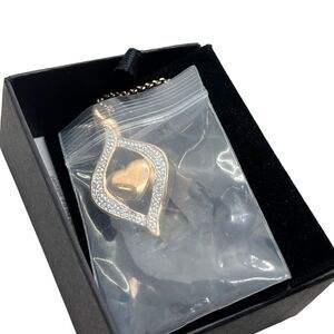 Memorial Necklace New Heart Crystal Cremation Urn Keepsake Ashes Gold Tone Boxed
